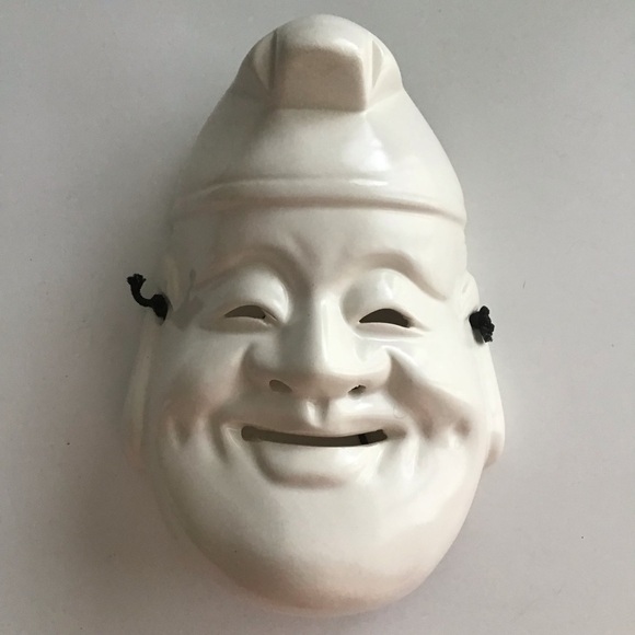 Pier One SET OF 3 White Ceramic Wall Art Masks Japanese Daikoku & Enosis Vintage - Picture 14 of 16